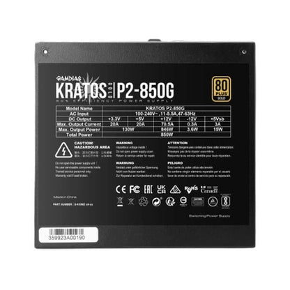 Gamdias Kratos P2-850G RGB 850 Watt 80 Plus Gold ATX 3.0 SMPS  Microcenter India