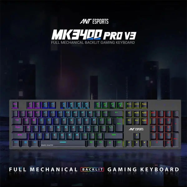 Ant Esports MK3400 Pro V3 Mechanical Gaming Keyboard Outemu Blue Switches  Microcenter India