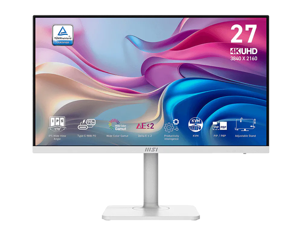 MSI Modern MD272UPHW 27 inch 4K monitor in white