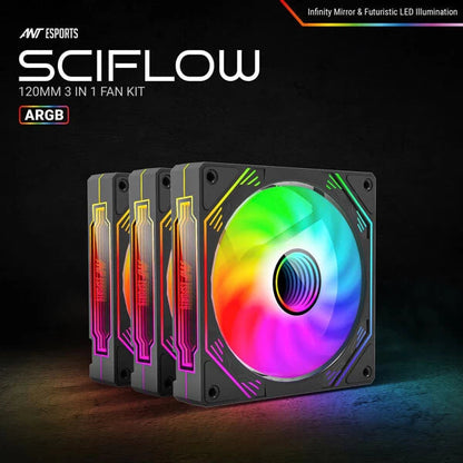 Ant Esports Sciflow ARGB Black Cabinet Fan (Triple Pack)  Microcenter India