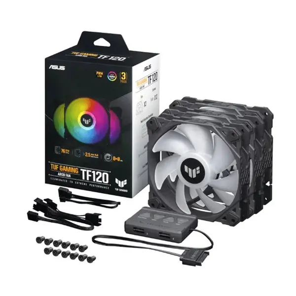 Asus TUF Gaming TF120 ARGB 120mm Cabinet Fan With ARGB Controller (Triple Pack) 