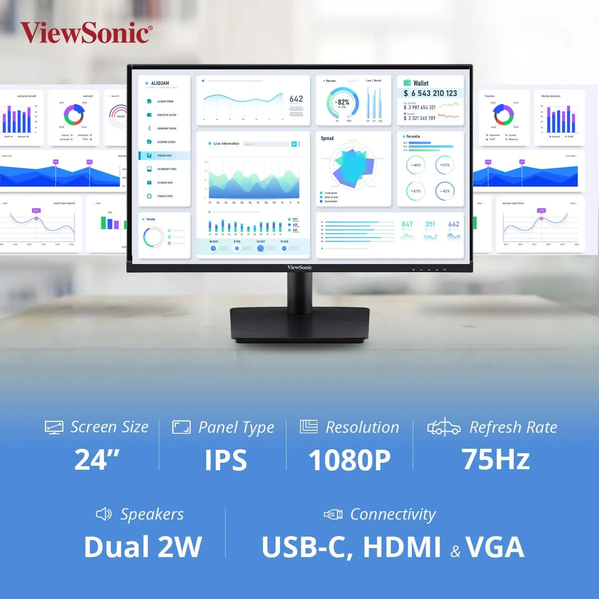 Viewsonic VA2409-MHU 24 Inch FHD IPS Gaming Monitor