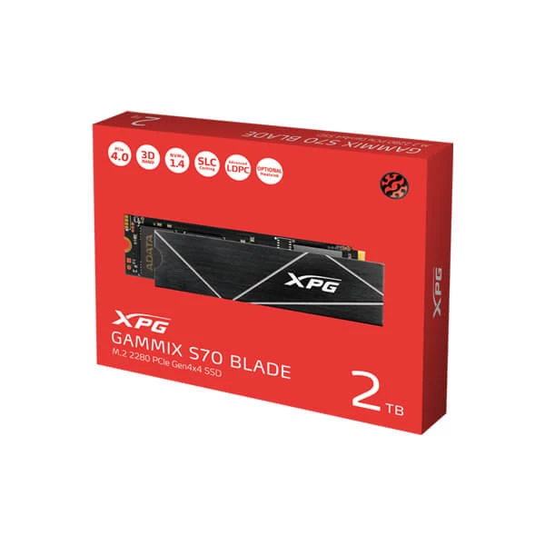 Adata XPG Gammix S70 Blade 2TB M.2 NVMe Gen4 Internal SSD R/W speed up to 7,400/6,800MB/s Ultra-fast PCIe Gen4x4 interface Compliant.