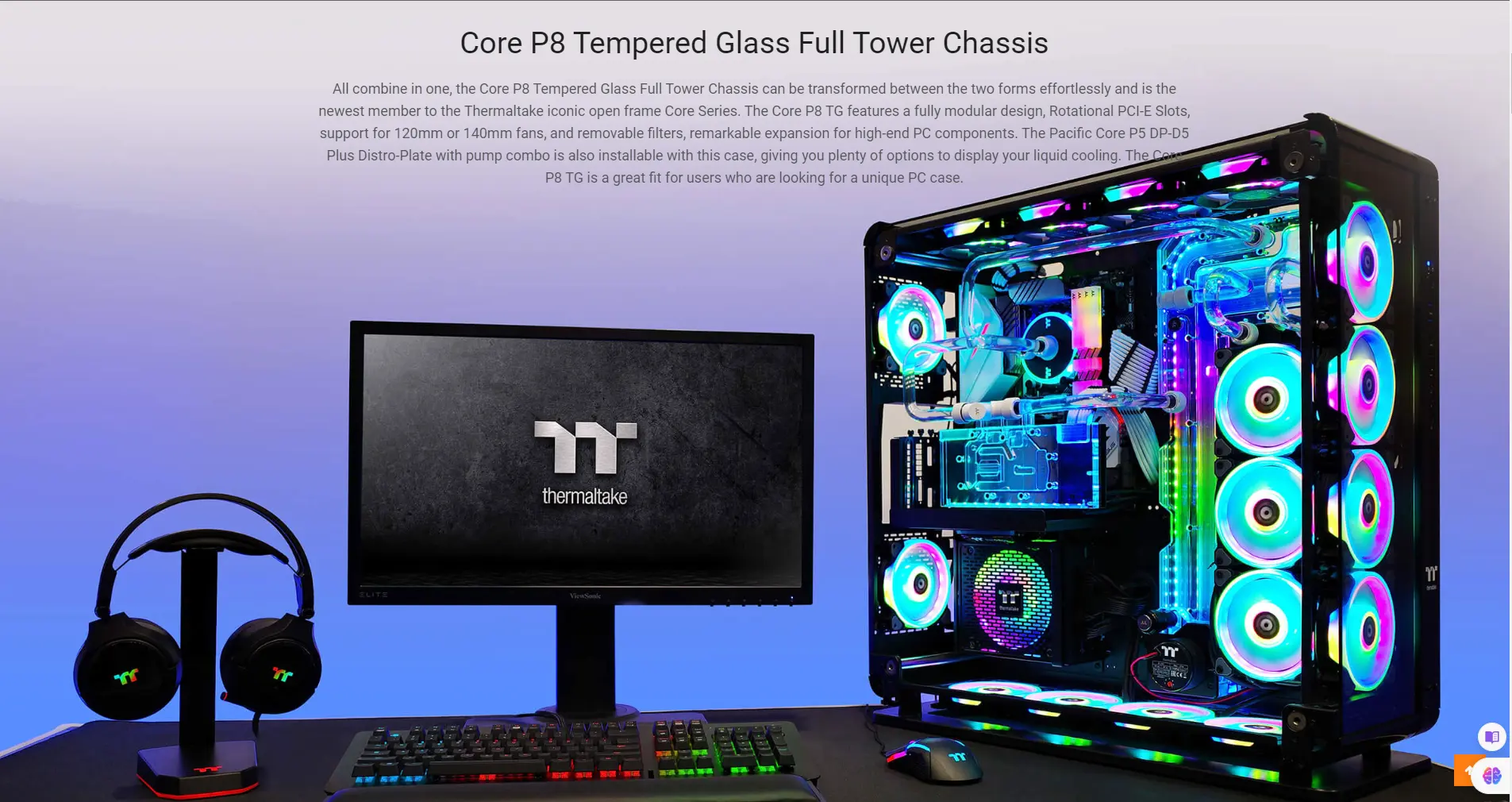 Best Price of Thermaltake core P8 Tempered Glass eATX Full Tower Computer Case. this is a full tower gaming computer case, color - black, e atx.