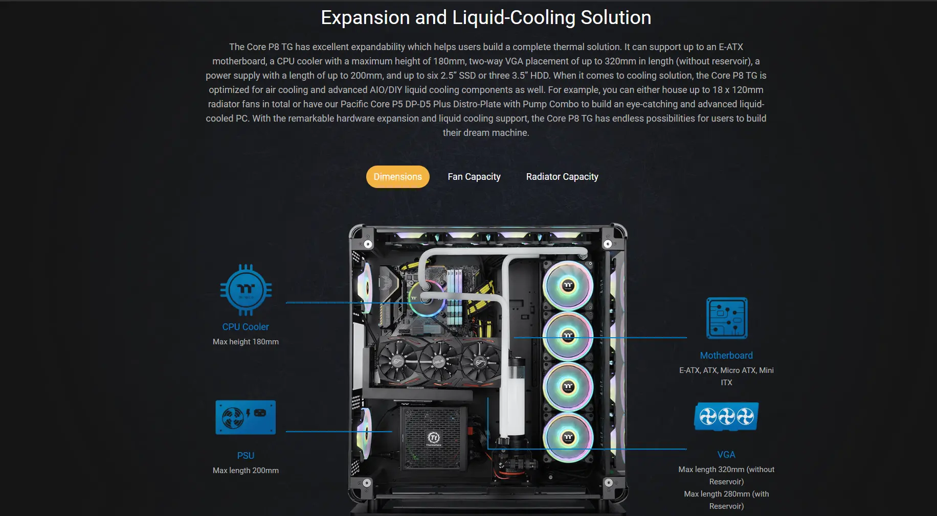 Best Price of Thermaltake core P8 Tempered Glass eATX Full Tower Computer Case. this is a full tower gaming computer case, color - black, e atx.