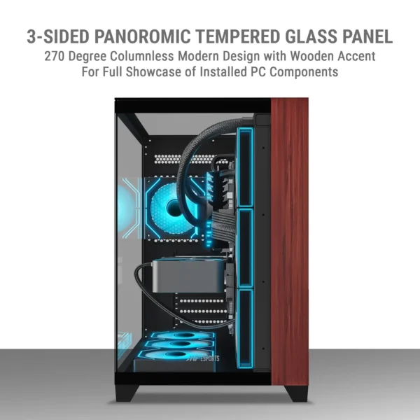 Ant Esports Crystal Wood Atx Cabinet With Type C Black 2