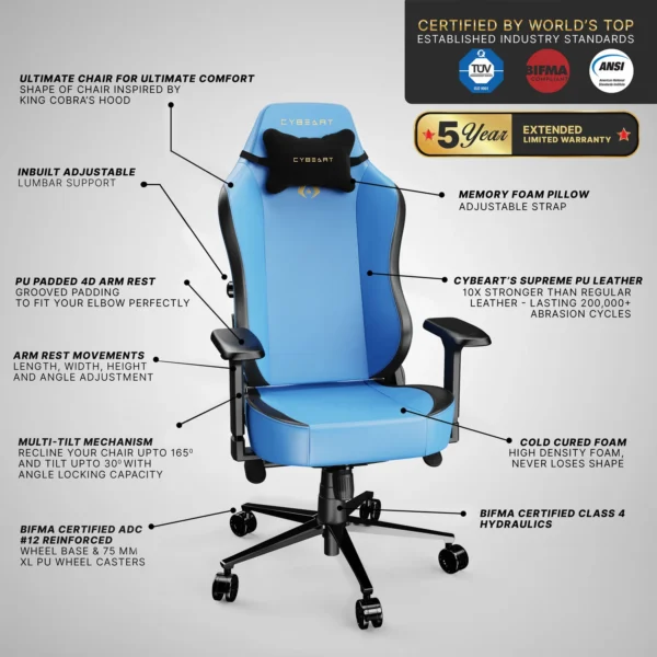 Cybeart Apex Marine Gaming Chair Blue 12