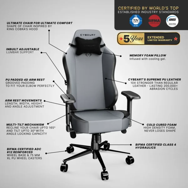 Cybeart Apex X11 Gray Gaming Chair 13