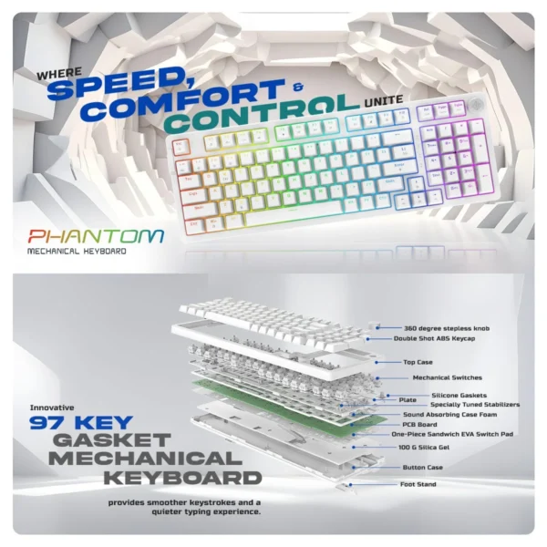 Cosmic Byte Phantom Gasket Mechanical Wired Swappable Keyboard CB GK 41 2