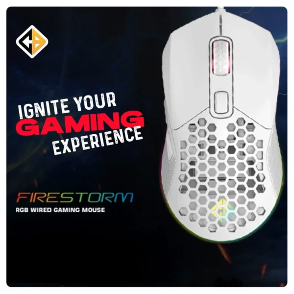 Cosmic Byte Firestorm RGB Wired Gaming Mouse (White) - Image 7