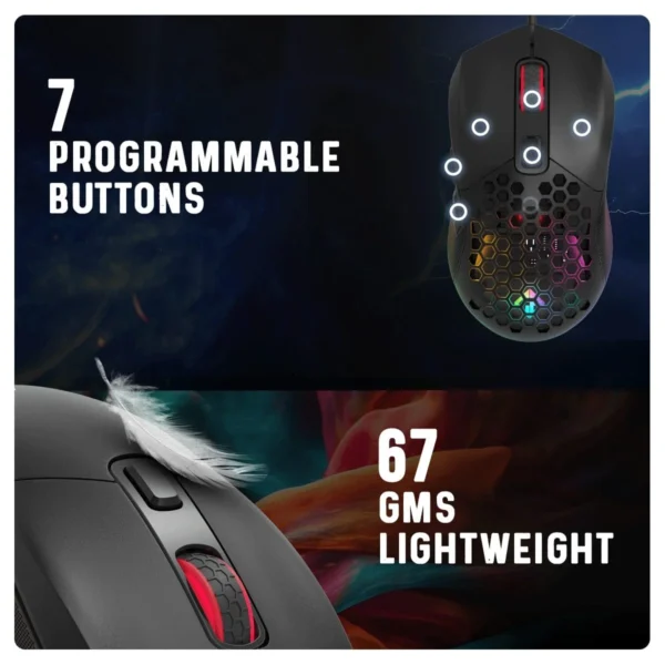 Cosmic Byte Firestorm RGB Wired Gaming Mouse (Black) - Image 3