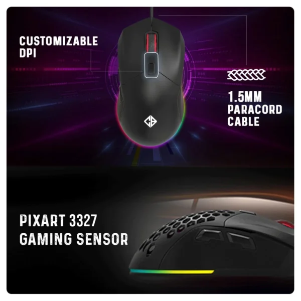 Cosmic Byte Firestorm RGB Wired Gaming Mouse (Black) - Image 6