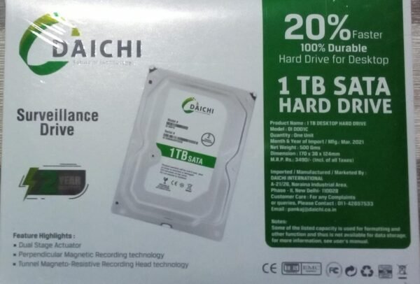 Daichi 1 TB SATA 3.5 Inch Desktop Internal Hard Drive - Image 2
