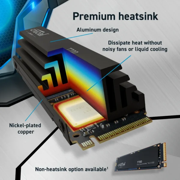 Crucial T700 4TB M.2 NVMe Gen5 Internal SSD With Heatsink - Image 3