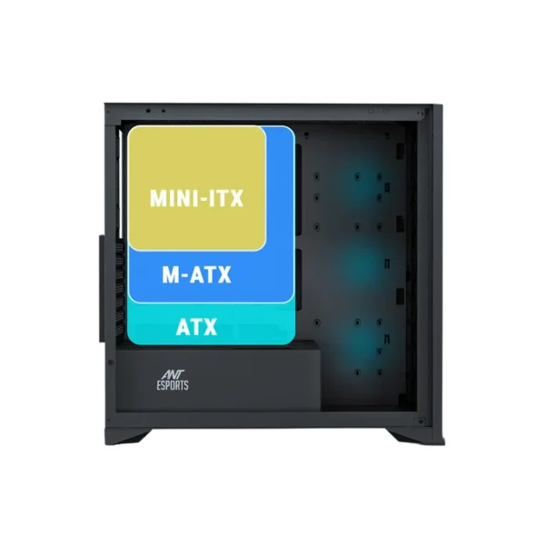Ant Esports Zen Wood C3 Mid Tower Gaming Cabinet - Black - Image 3